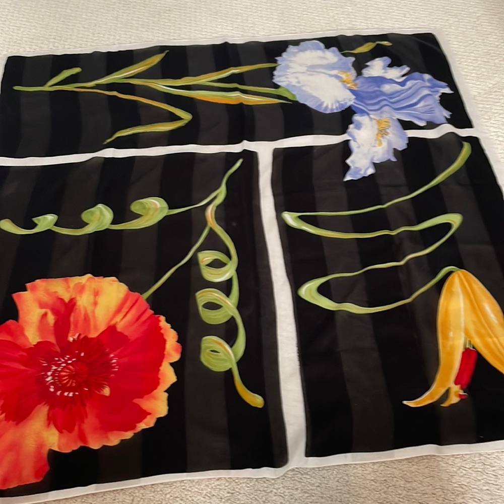 The Art of the Scarf 34” square floral scarf In good condition.